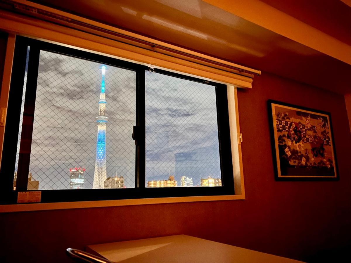 Ferienwohnung 浅草スカイツリービューテラス 浅草寺3分 浅草駅6分 2-10人 成田&羽田空港直通 Präfektur Tokio Exterior foto